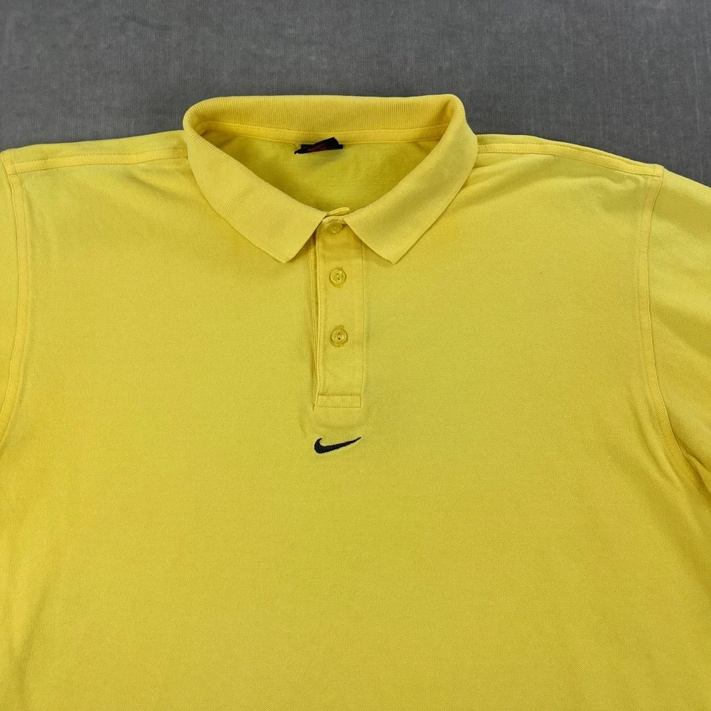Nike Mens X-Large Yellow Polo Shirt Center‎ Swoosh